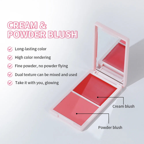 2 em 1 creme & pó blush fosco natural blush paleta de maquiagem dos olhos longa duração alta renderização de cor brilhante mindinho patrick ta blush