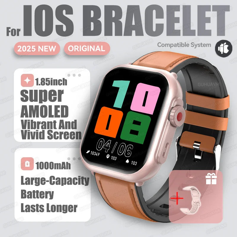 2025new para xiaomi ios relógio ultra2 relógios inteligentes feminino 1000mah 1.85 "amoled tela de toque completa bt chamada senhoras moda smartwatch