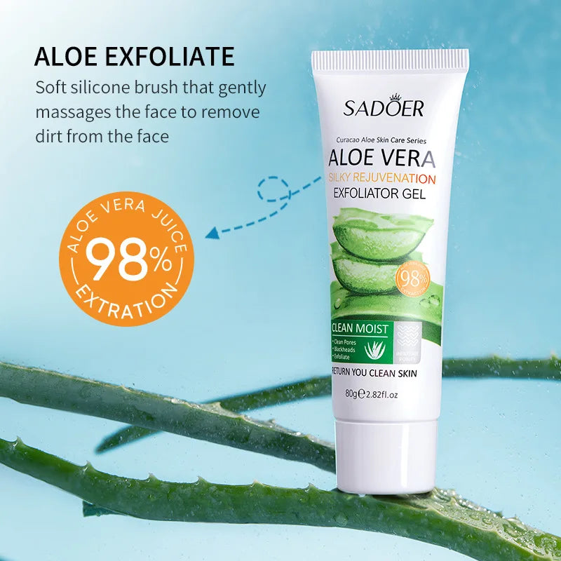 SADOER Gel Esfoliante Facial de Aloe Vera: Limpeza Profunda, Hidratação Suave e Esfoliação Facial
