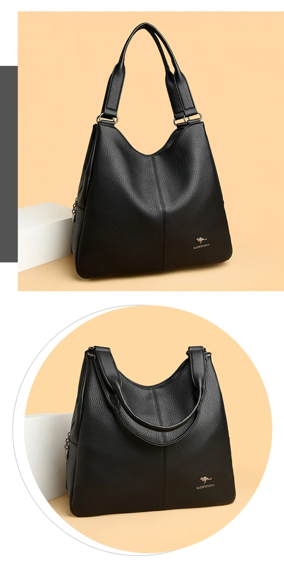 Bolsa hobo de couro com alça superior, bolsa feminina de lazer, bolsa de ombro fashion, vintage, bolsa tote de grande capacidade