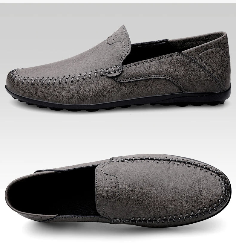 Mocassins Masculinos de Couro Genuíno Slip-On Casuais Estilo Náutico Formais Artesanais Designer 2025 Zapatillas Hombre