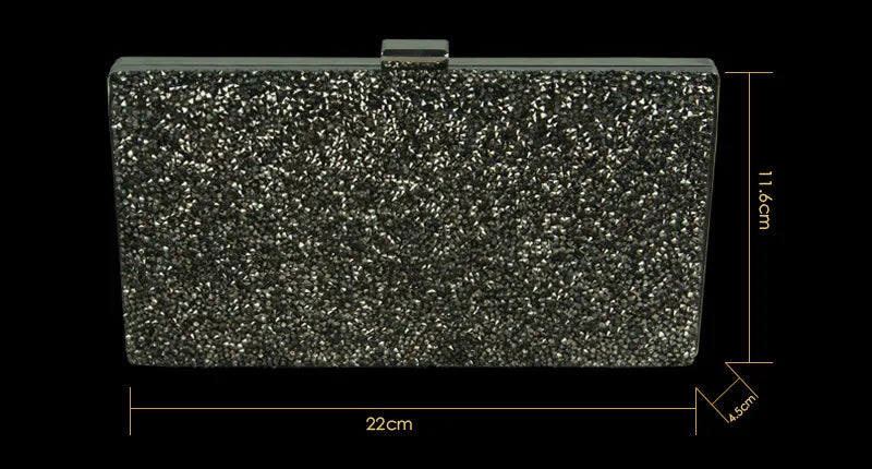 Lantejoula cristal dia embreagem para senhoras, bolsa de noite feminina, bolsa de casamento, banquete de festa, preto ouro prata, novo