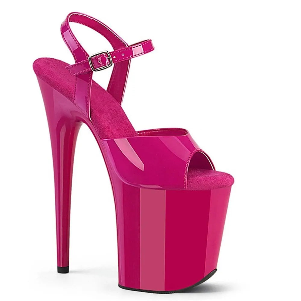 Novo stiletto de 8 polegadas 20 cm vamp preto fosco, sandálias de laca assadas no verão para boate, sandálias de palco de festa