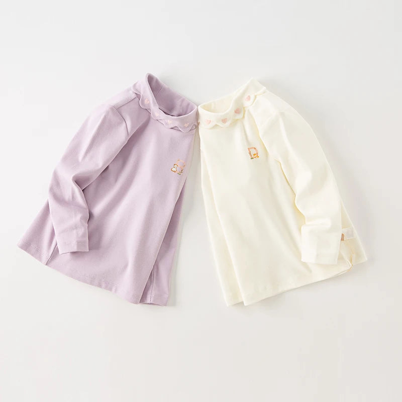 Dave bella 2025 novo outono inverno menina bebê camiseta crianças topos de algodão casual moda doce suave camisa de fundo dk4236997