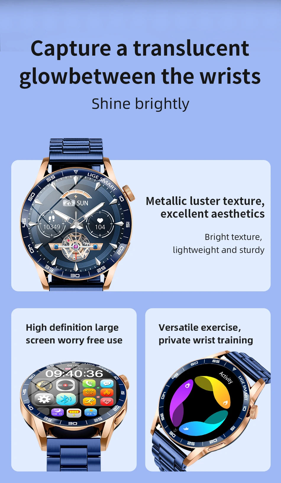 Relógio Inteligente LIGE 2026 com Chamadas de Voz para Homens, Tela HD de 1.38", IP68 à Prova D'água, Relógio Esportivo e Fitness, Novo Smartwatch para Homens e Mulheres, Compatível com Android e iOS
