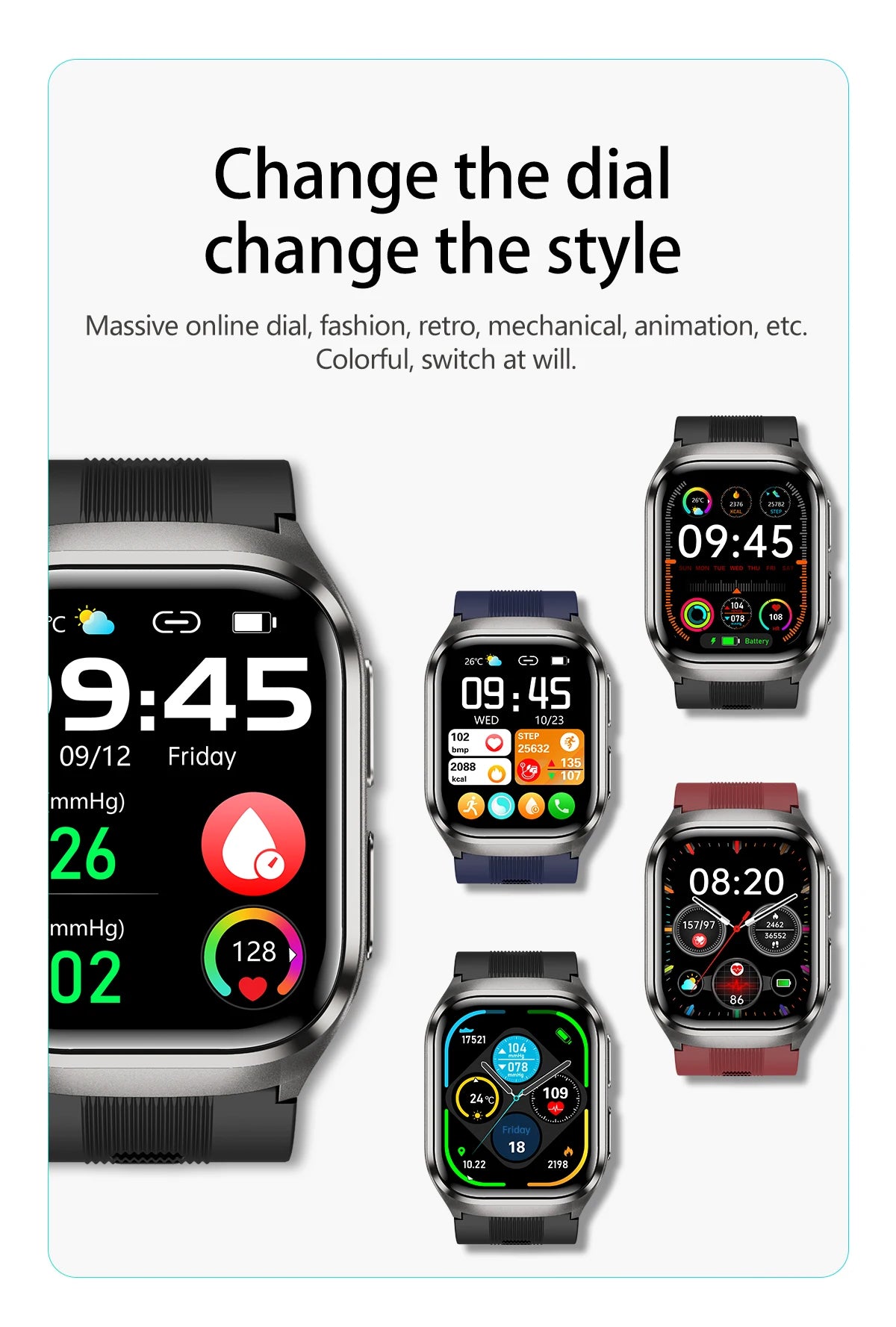 Novo Relógio de Saúde 2026: Medição Precisa de Pressão Arterial, Ácido Úrico e Lipídios no Sangue – Smartwatch Masculino e Feminino à Prova d'Água com Airbag