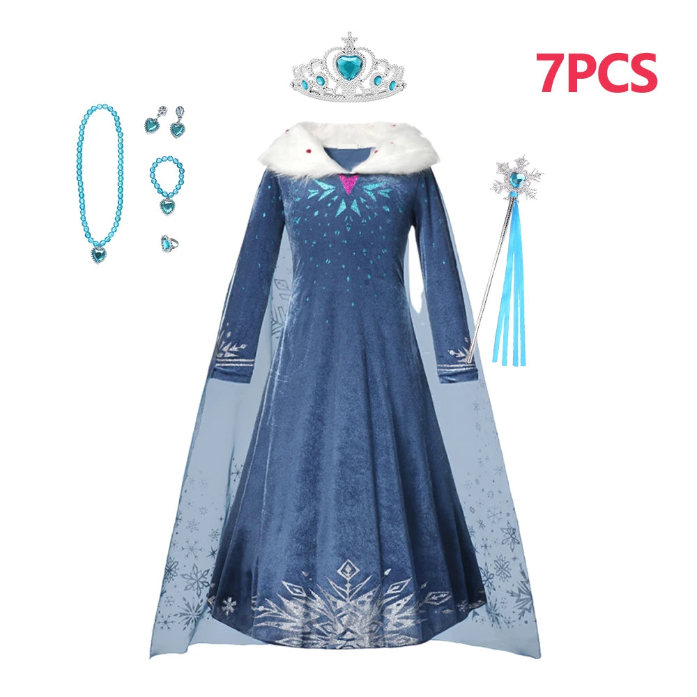 Menina cosplay neve rainha vestido outono inverno crianças elsa carnaval festa princesa traje crianças aniversário vestido de baile roupas 2-10t