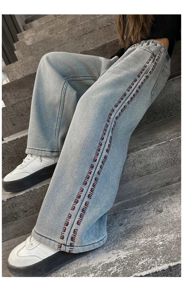 Crianças inverno calças de brim térmicas para meninas estilo casual em linha reta solta jeans grossos com lã forrado crianças calças jeans quentes