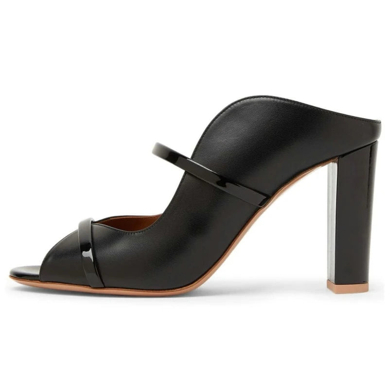 Sandálias Roma Open Toe para Mulheres, Banda Estreita, Salto Alto, Cor Sólida, Deslizamento Em Chinelos Ao Ar Livre, Sapatos Femininos Ocidentais, Nova Moda
