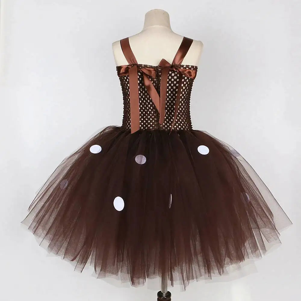 Bebê meninas trajes de veados de natal para crianças flor rena vestidos de princesa crianças natal ano novo ballet tutus outfit com arco