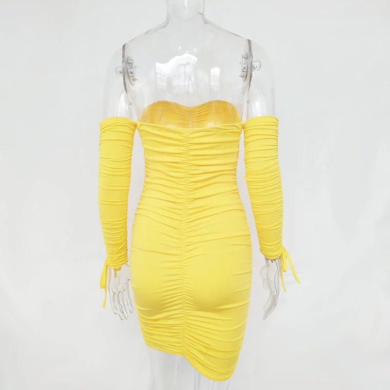Articat feminino outono inverno bandage vestido feminino 2022 sexy fora do ombro manga longa magro elástico bodycon vestidos de festa