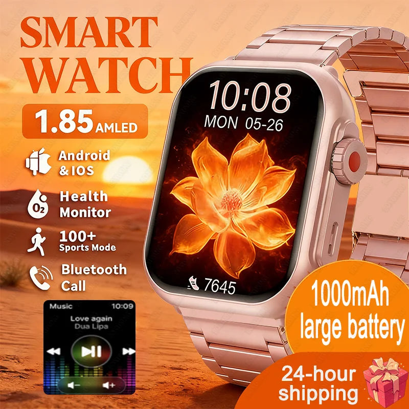 2026 moda feminina relógio ultra2 se relógios inteligentes 1000mah 1.85 "amoled tela de toque completa bt chamada smartwatch para android ios ladie