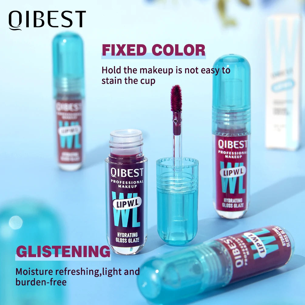 Brilho Labial Cristal QIBEST, Glaze Labial Hidratante de Longa Duração, Gloss Hidratante para Lábios