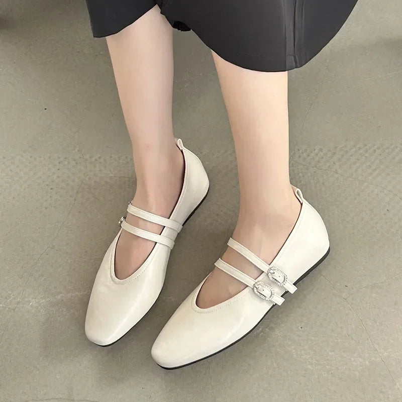 Feminino raso de luxo moda fivela cinta calçados femininos senhoras apartamentos com sapatos mulher apartamentos mary janes sapatos para mulher