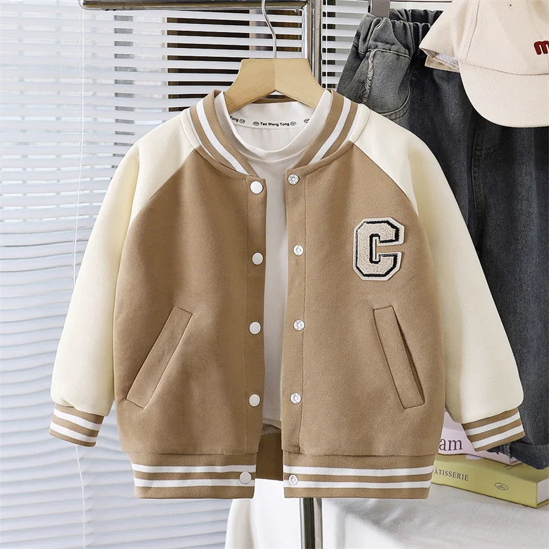 Meninos meninas jaquetas de beisebol crianças carta outono casaco nova primavera moda esportes outerwear crianças casual retalhos roupas 2-10y