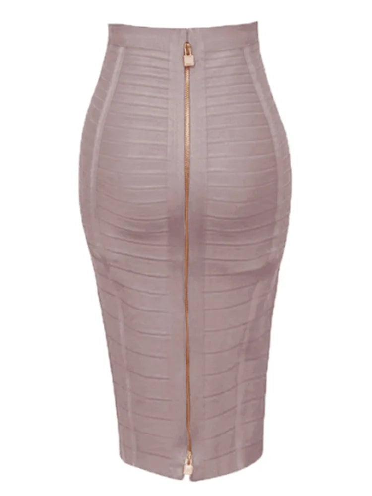 16 cores sexy sólido zíper laranja azul preto vermelho bandagem saia feminina elástica bodycon verão xl xxl lápis saias 58cm