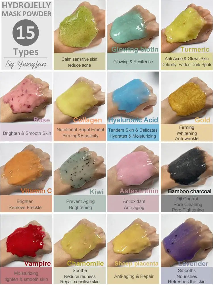 Máscara facial de gelatina em pó para tratamentos faciais, suprimentos para esteticistas, beleza profissional, cuidados com a pele, atacado, máscara em massa