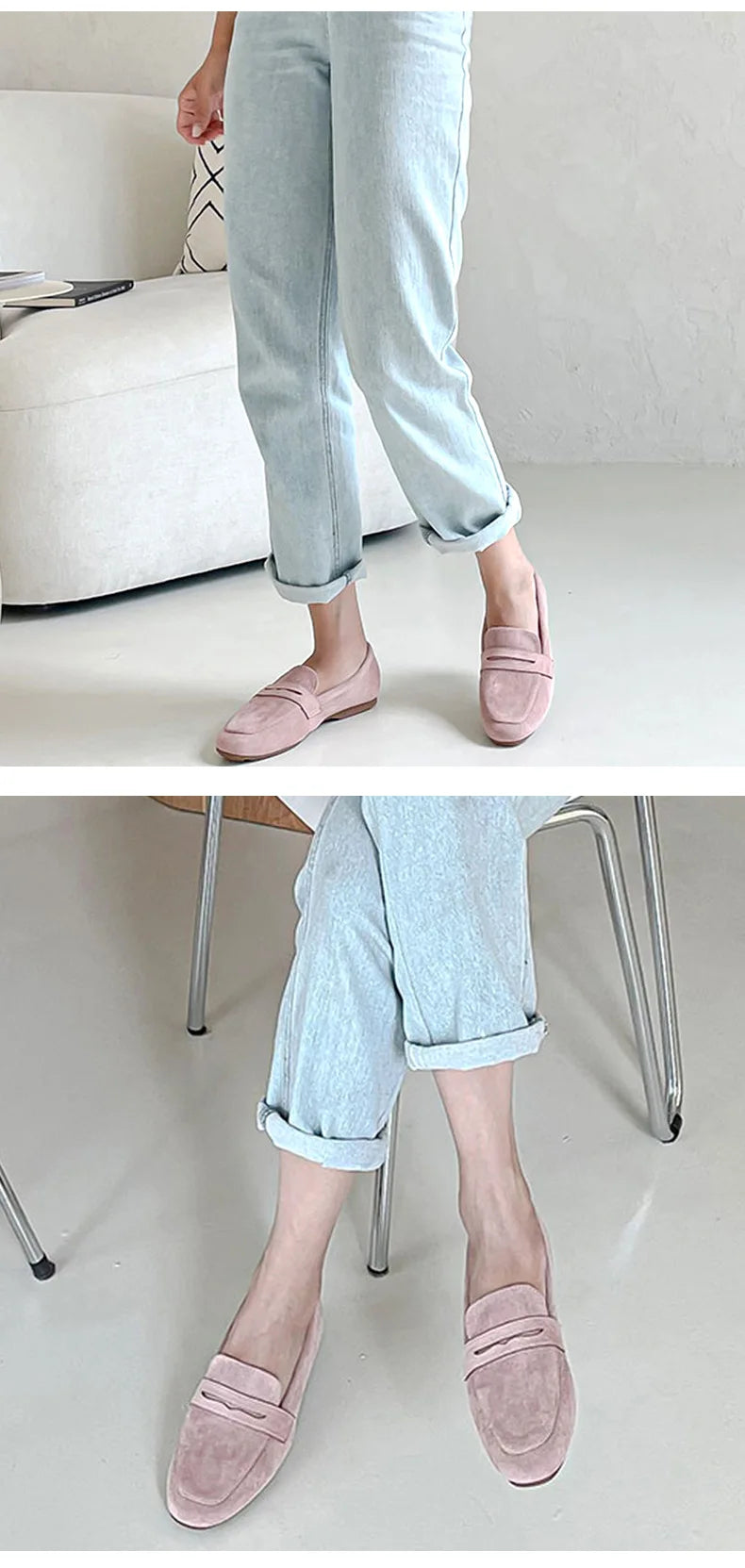 2025 novas mulheres sapatos planos mulher mocassins primavera outono casual camurça deslizamento em sapato mulher confortável sapato leve mujer sapato