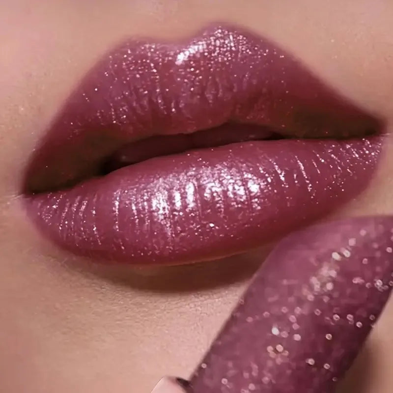 Batom perolado brilhante, maquiagem labial hidratante à prova d'água de longa duração, cor labial brilhante sexy e sem desbotamento