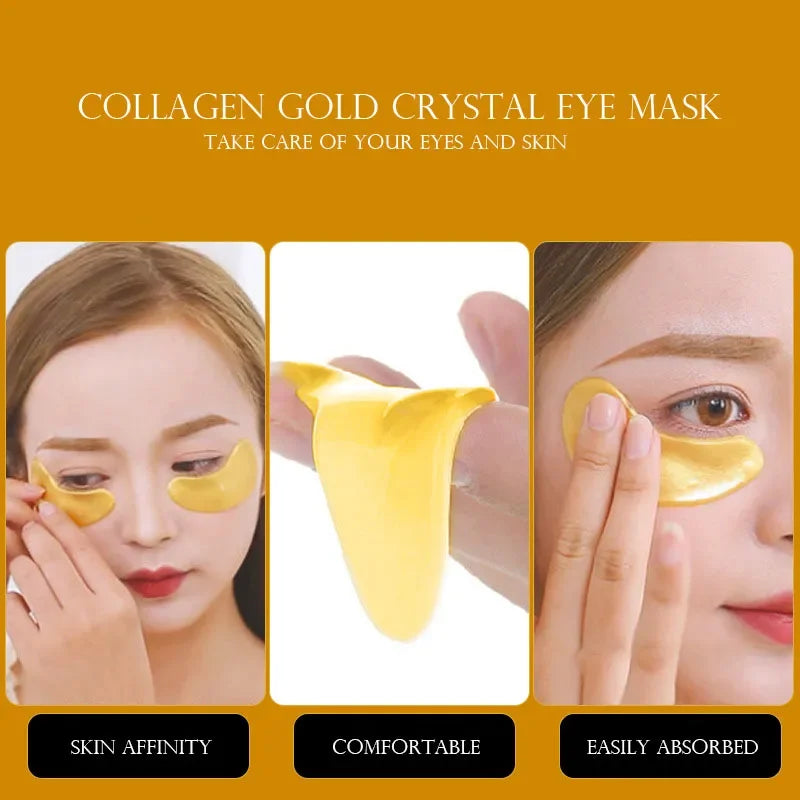 100 pçs = 50 pares máscara de olho de colágeno de ouro cuidados com a pele anti-envelhecimento anti olheiras remover inchaço hidratante remendos de olho cuidados com a pele