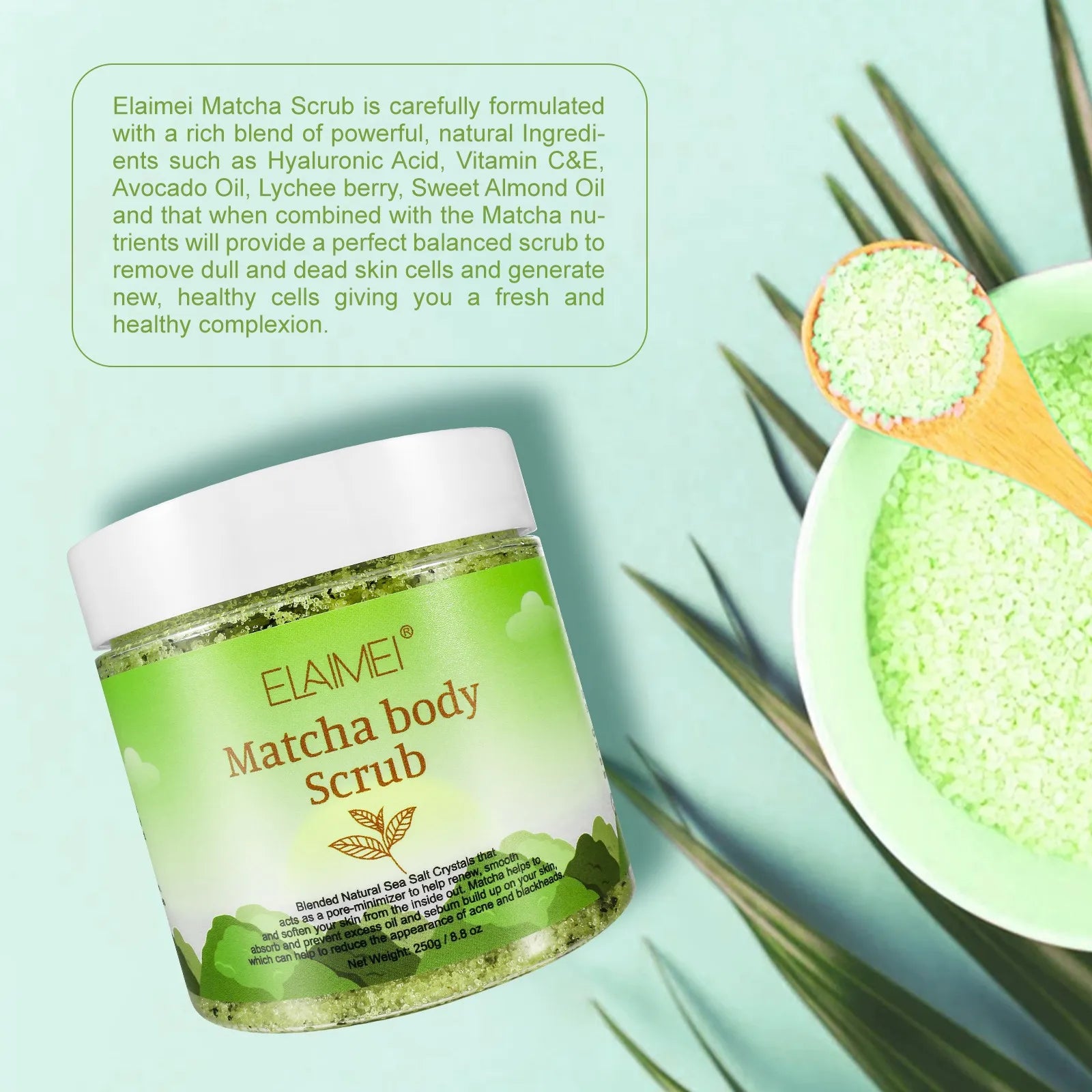 Matcha e sal do Himalaia e açafrão corporal, clareamento, anti-oxidação, reduz a acne, espinhas, iluminar o tom da pele