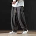 Calça masculina casual de linho verão leve solta de perna reta