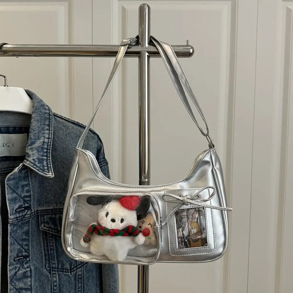 Y2k coreano transparente ita saco meninas doce lolita jk bolsa moda escola crossbody saco harajuku anime crachá exibição sacola