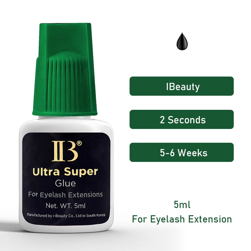 5 garrafas originais ibeauty ib ultra super cola para extensões de cílios 5ml coreia tampa verde lash cola ferramentas de maquiagem atacado