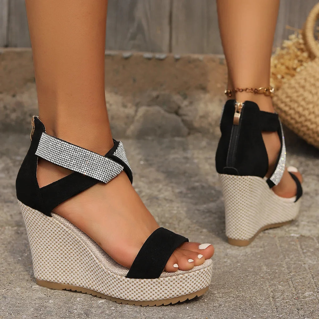 Mulheres sandálias de salto alto verão cunhas plataforma moda chinelos caminhada slides bombas ao ar livre flip flops chaussures femme