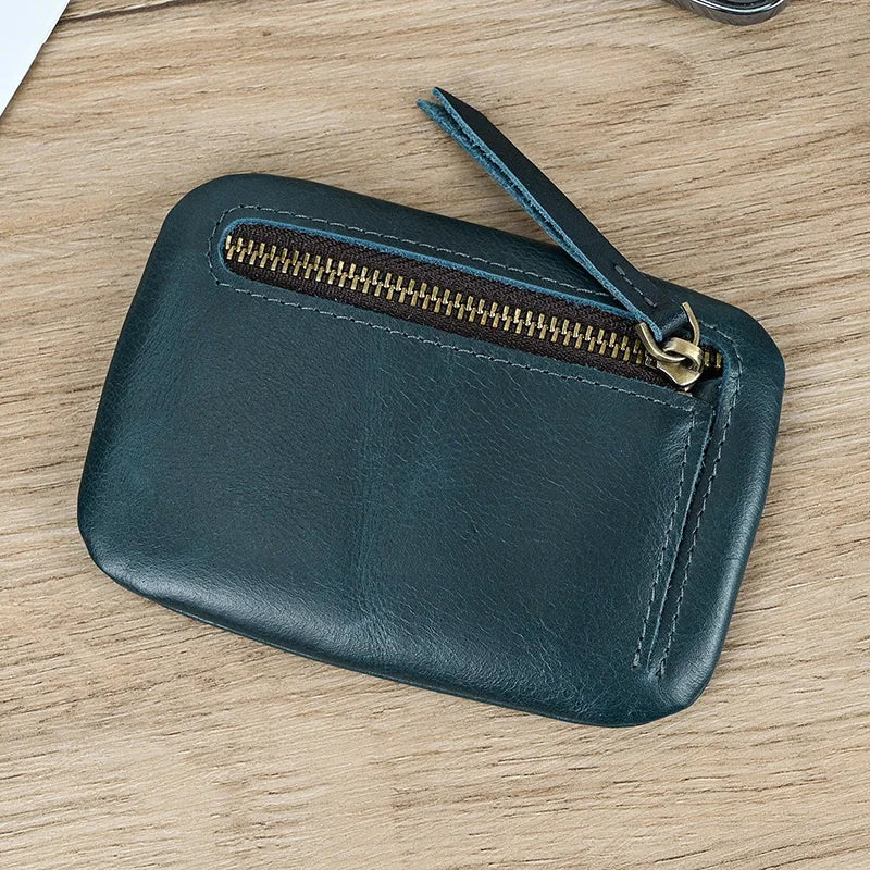 Luufan couro genuíno zíper moeda cartão bolsa de couro real rfid titular do cartão embreagem carteiras slots para homens mulheres mini bolsa fina