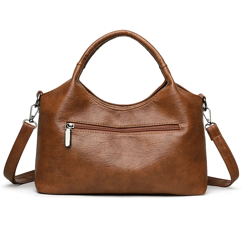 Bolsa, bolsa feminina, 2025 nova bolsa de couro macio moderna e simples, bolsa mãe de meia-idade, versátil de ombro único cr