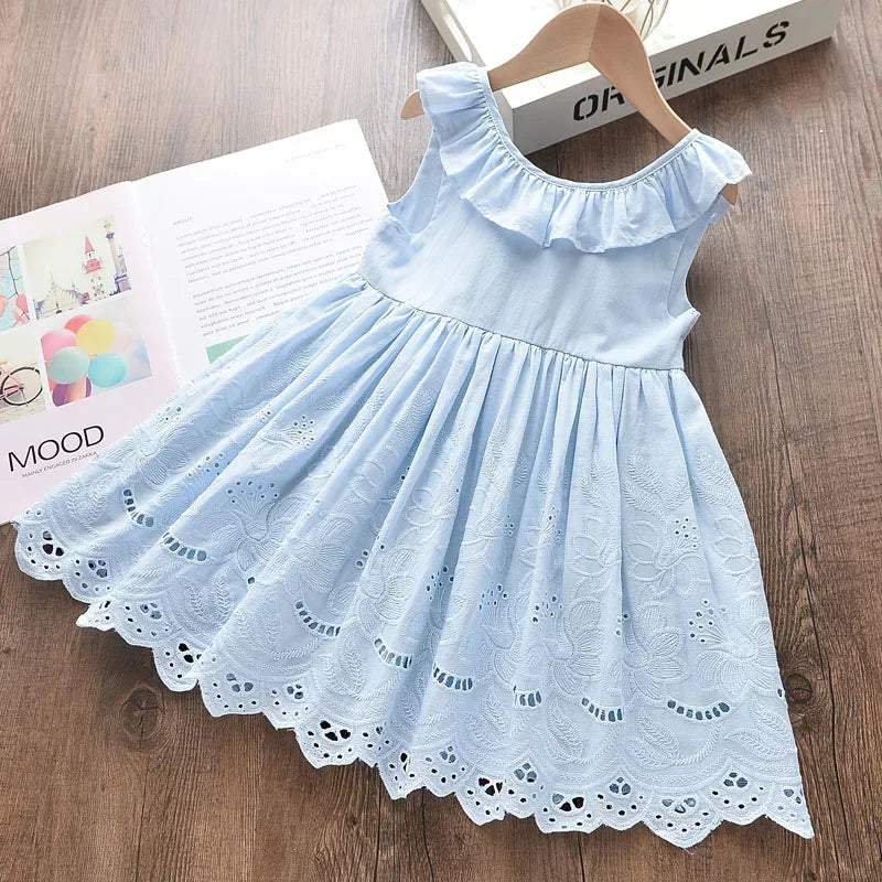 Urso líder meninas vestidos elegantes 2024 novo verão crianças trajes de festa menina floral princesa roupas crianças vestidos roupas