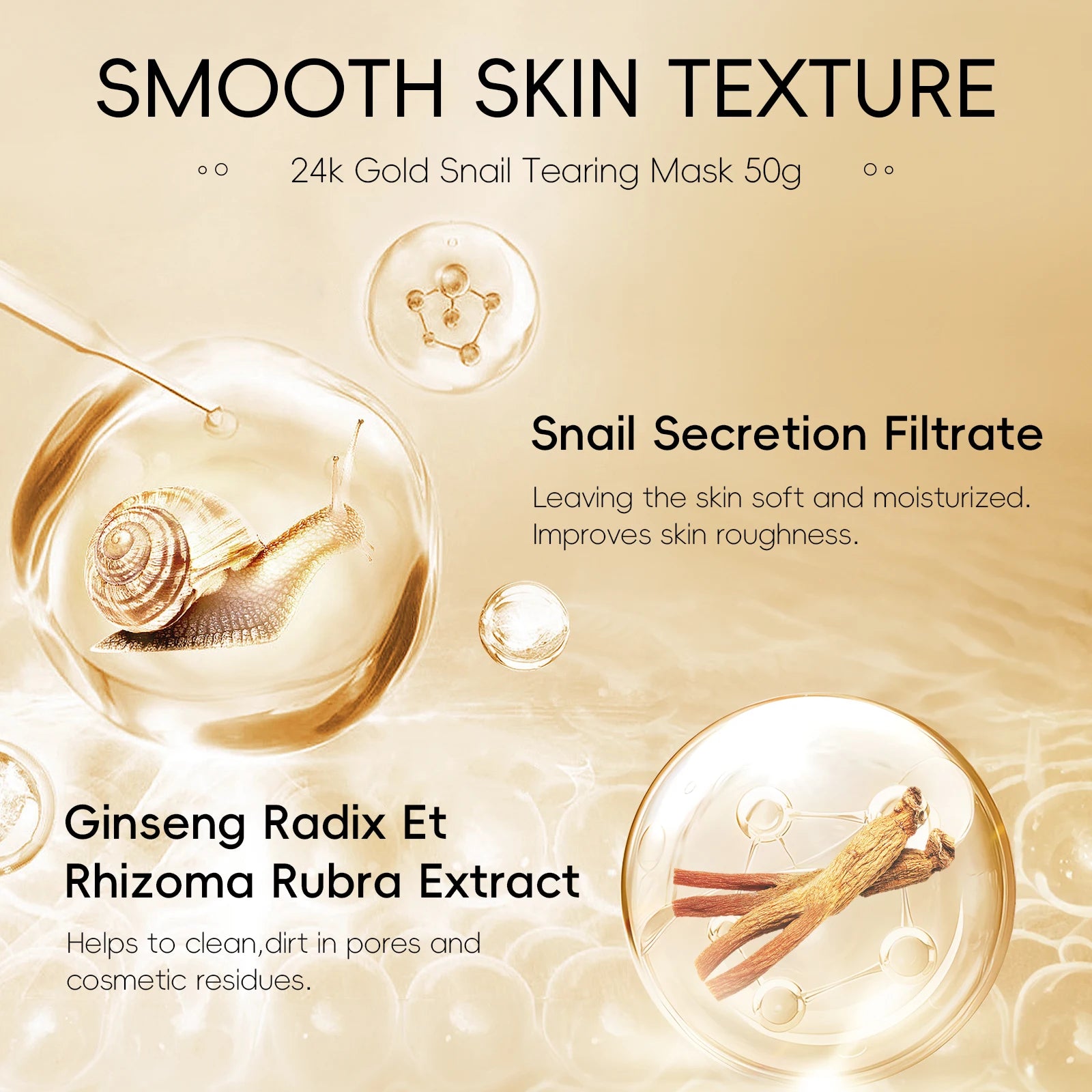 Laikou 24k ouro caracol peel-off máscara 3 pçs limpeza profunda poros aperto remoção de cravo desintoxicante tratamento facial 50g