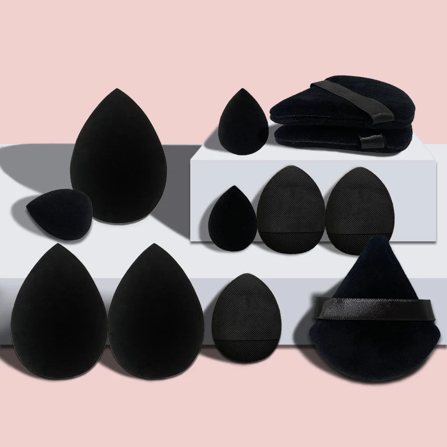 12 peças conjunto de combinação pequena, média e grande maquiagem puff essencial para iniciantes