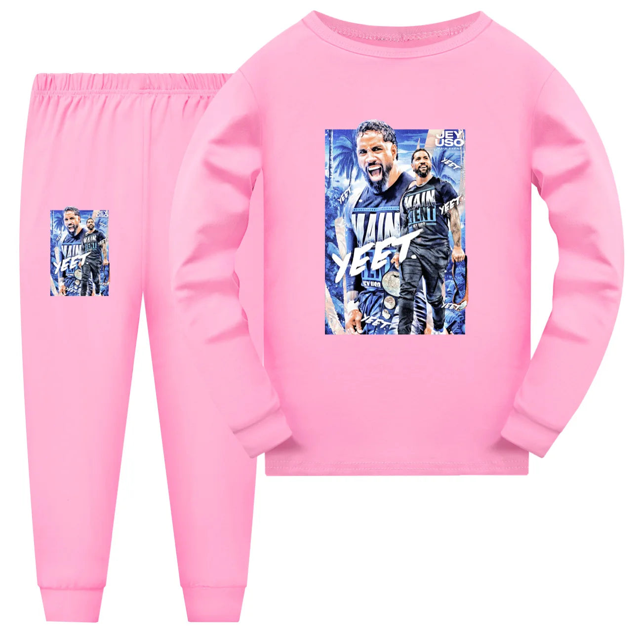 Crianças dos desenhos animados lutador jey uso conjuntos de pijama da criança meninos pijamas diários do bebê meninas manga longa t camisa + shorts 2 pçs set3952