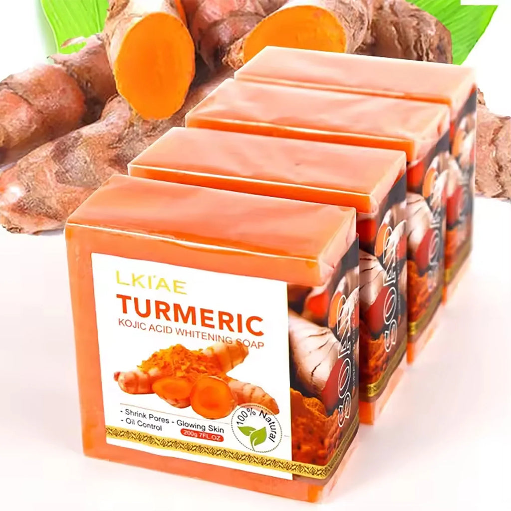 Barra de Sabão Clareadora Natural de Cúrcuma, Limpa a Pele, Remove Manchas Escuras, Acne, Hiperpigmentação, Deixa a Pele Lisa, Para Rosto e Corpo, 200g
