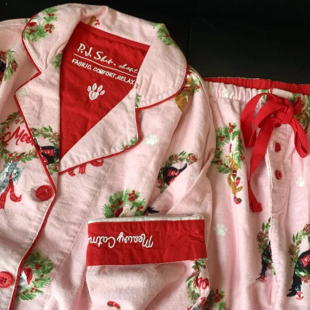Pijama de algodão macio conjunto de pijamas femininos bonito dos desenhos animados pijamas impressão pijamas elegantes calças superiores 2 pçs femme nightwear loungewear