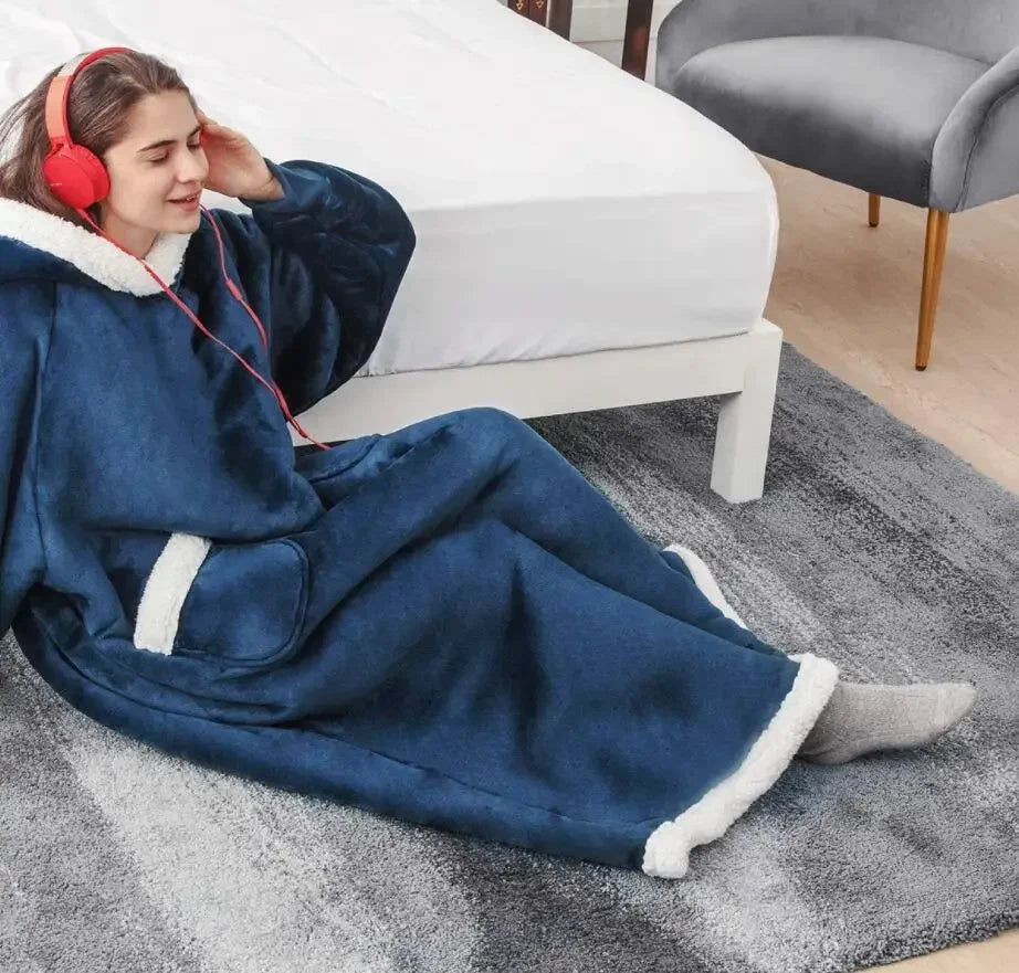 Cobertor de flanela super longo para homens e mulheres, moletom, suéter, pulôver, velo, TV gigante, cobertor extragrande, inverno, 2024