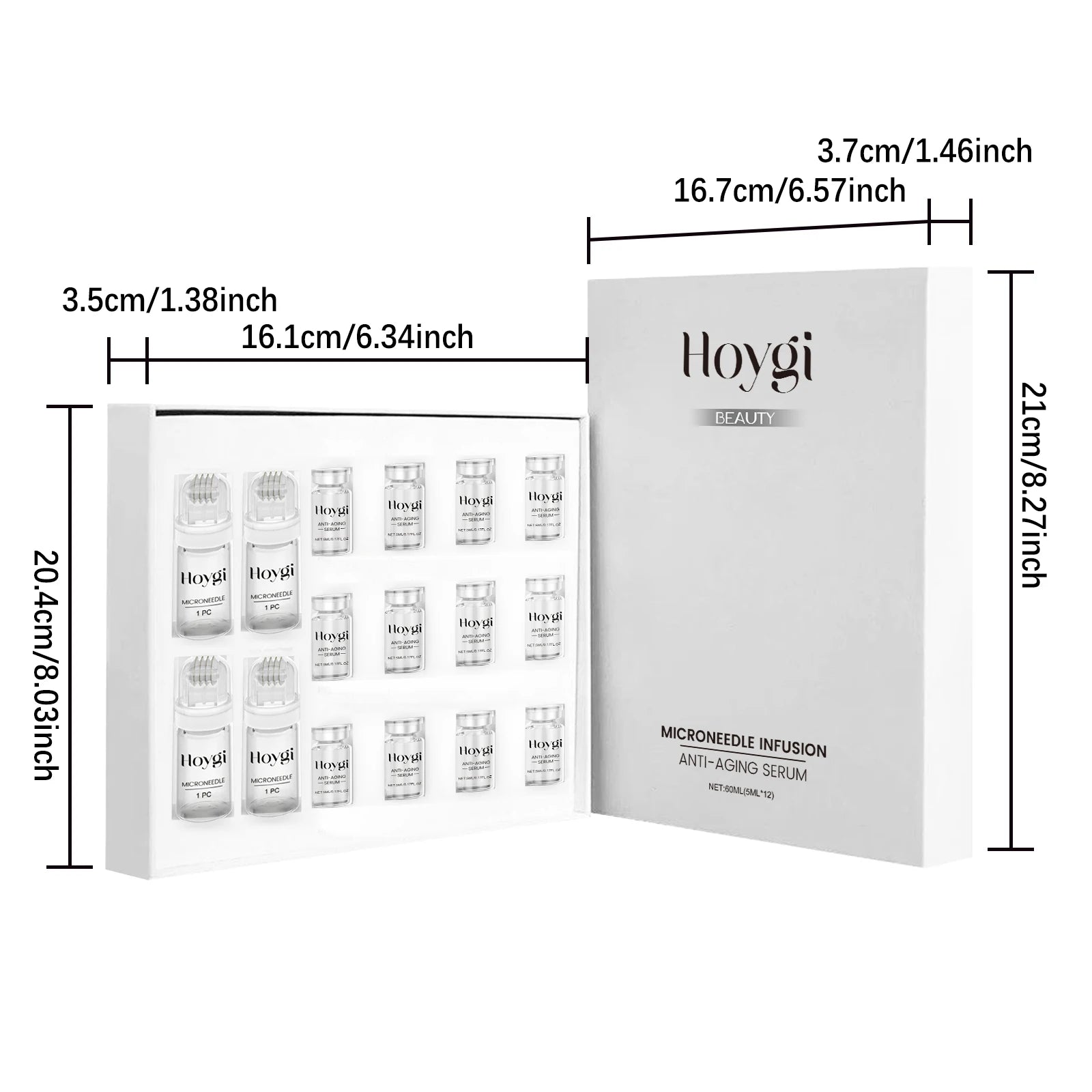Conjunto de Sérum Facial Firmador com Rolo de Microagulhas, Essência Facial Anti-Envelhecimento, Hidratante, Suavizante e Embelezadora da Pele