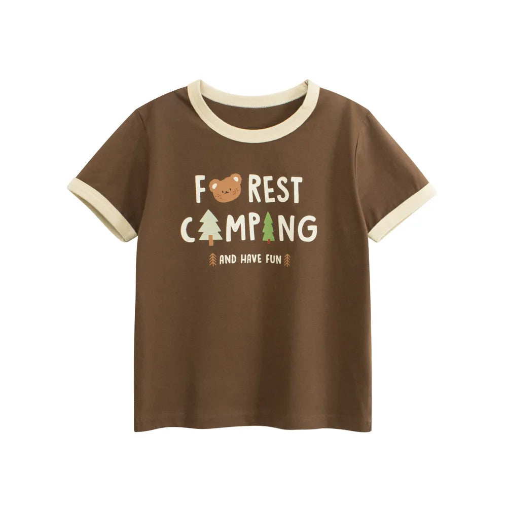 Camisetas dos desenhos animados da menina 2025 crianças 100% algodão roupas bonitos cão gato elefante crianças meninas manga curta casual esporte topo t