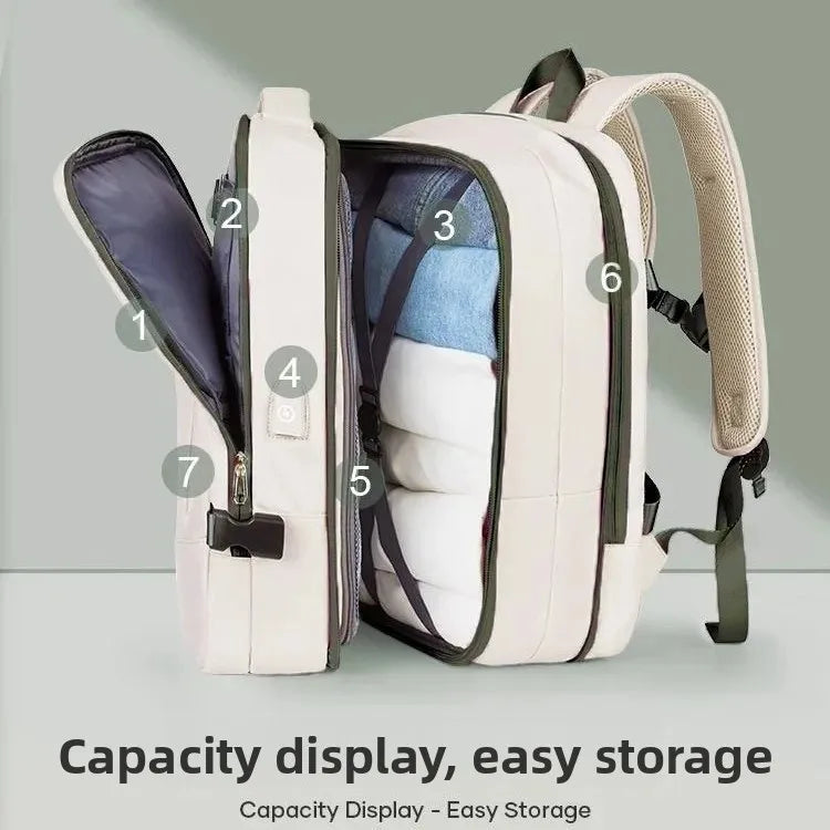 Mochila de viagem expansível de grande capacidade, bolsa de ombro dupla para viagens de negócios, montanhismo e transporte de computador
