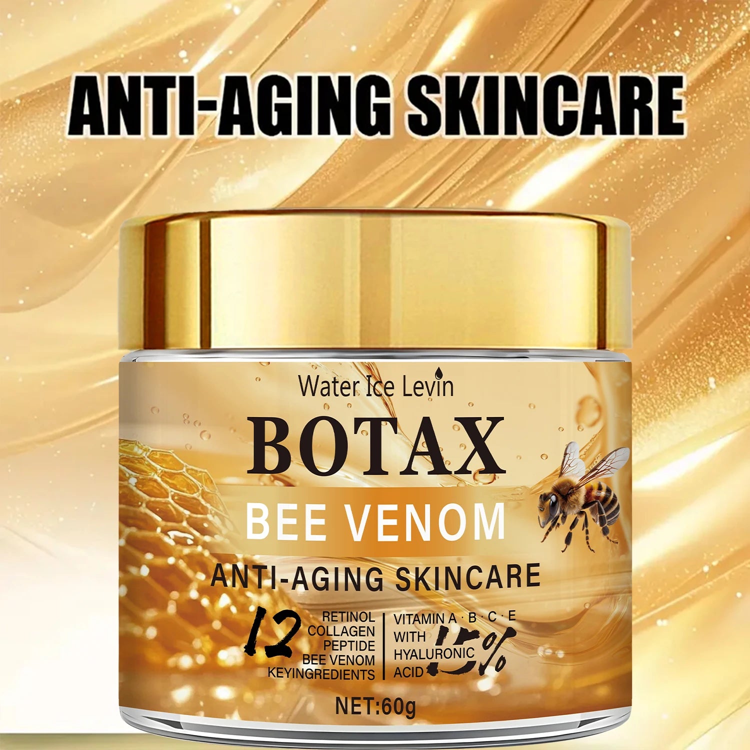 Creme de Veneno de Abelha Botax - Tratamento para Rugas Profundas, Rejuvenescimento e Ação Firmadora com Colágeno Water Ice Levin. 60g.