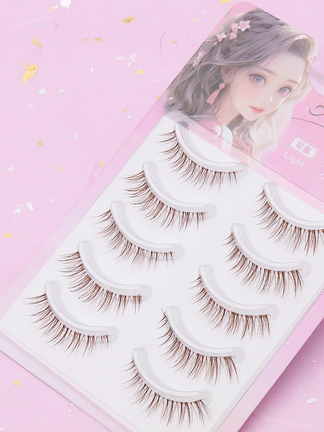 5 pares de cílios marrons estilo de fibra natural cílios postiços volume dramático cílios postiços maquiagem extensão de cílios