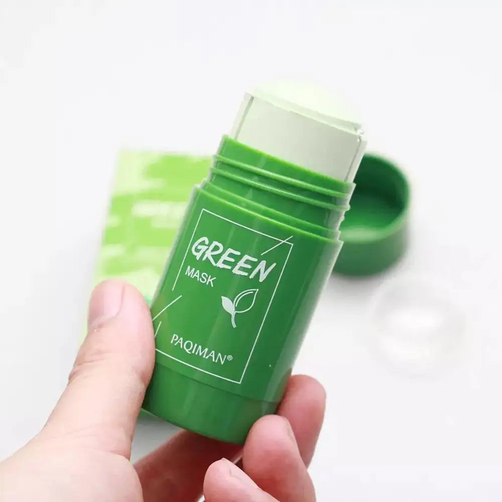Máscara verde portátil em bastão para limpeza profunda do rosto, máscara hidratante para cuidados com a pele para todos os tipos de pele