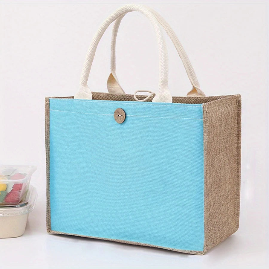 Linho cor lisa senhoras bolsa fivela estilo moda multifuncional saco de presente diário passeio saco de armazenamento de compras