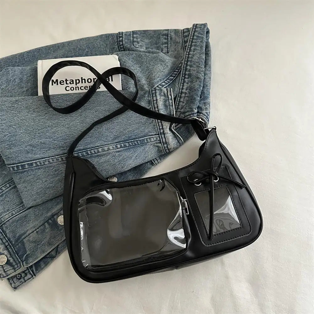 Y2k coreano transparente ita saco meninas doce lolita jk bolsa moda escola crossbody saco harajuku anime crachá exibição sacola