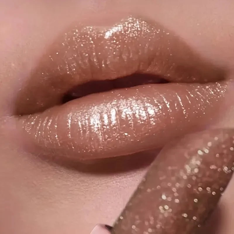 Batom perolado brilhante, maquiagem labial hidratante à prova d'água de longa duração, cor labial brilhante sexy e sem desbotamento