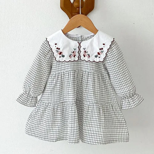 2025 nova primavera irmã vestido crianças roupas crianças vestidos de princesa manga comprida algodão bordado 1-6yrs bebê menina vestido de festa