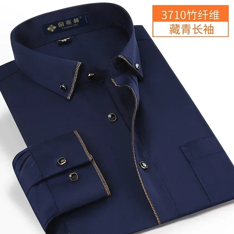 Nova chegada primavera comercial fácil cuidado camisa masculina oversize manga longa moda formal de alta qualidade plus size M-7XL8XL9XL