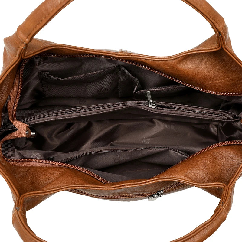 Bolsa, bolsa feminina, 2025 nova bolsa de couro macio moderna e simples, bolsa mãe de meia-idade, versátil de ombro único cr